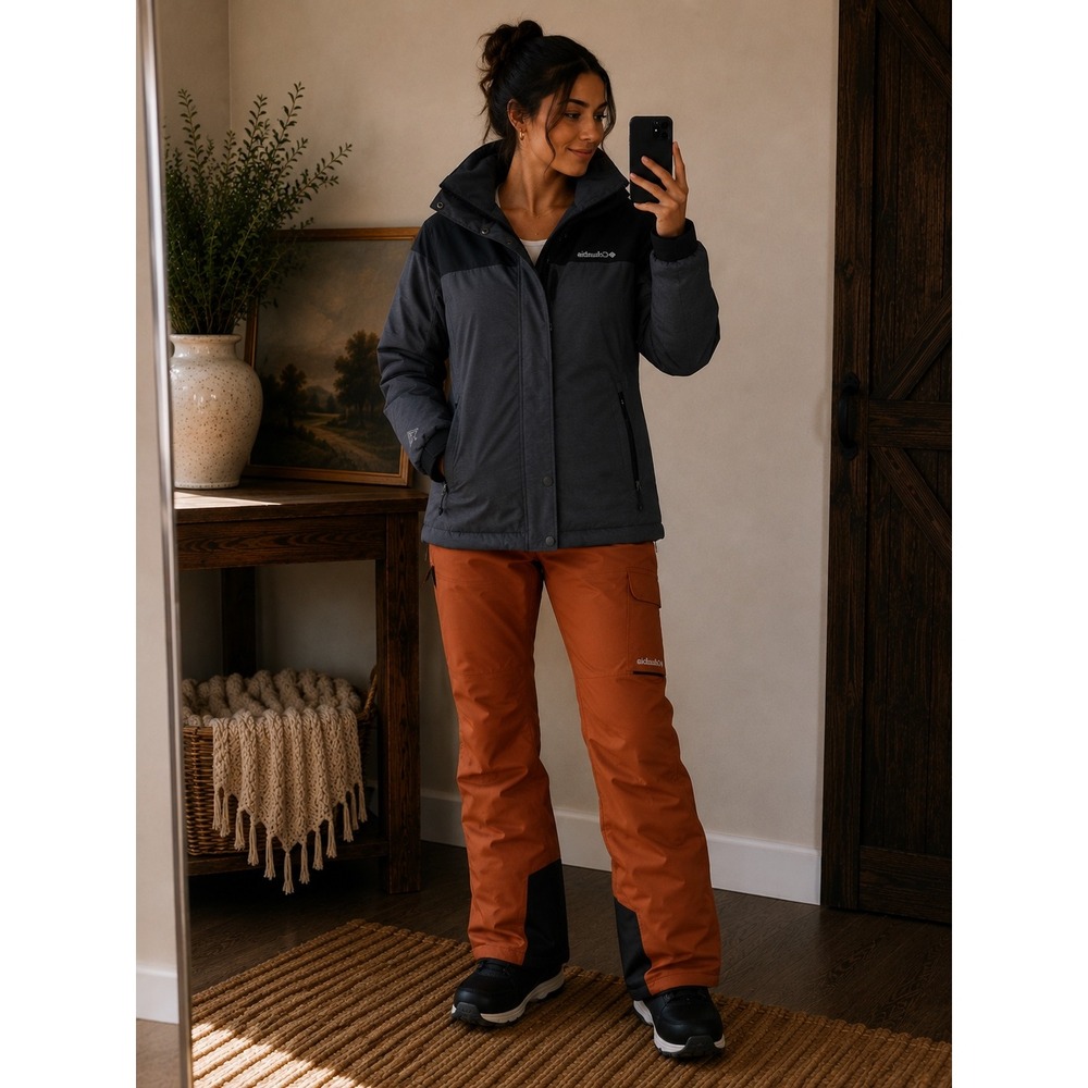 Columbia Omni-Heat Ski Jacket Womens Small Charcoal Grey Black‎ Winter Coat